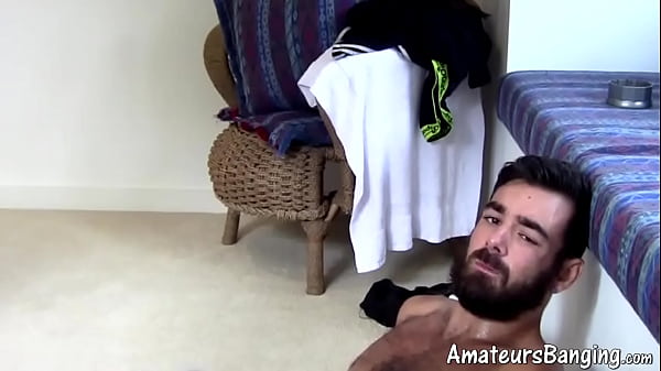 Kinky hairy jock jerking off big dick and fucking fleshlight