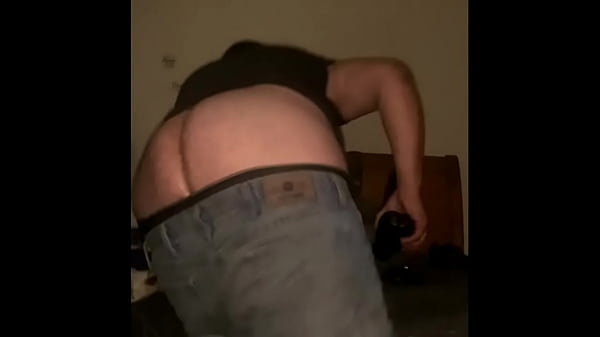 Amateur gay Sage riding XXL dildo