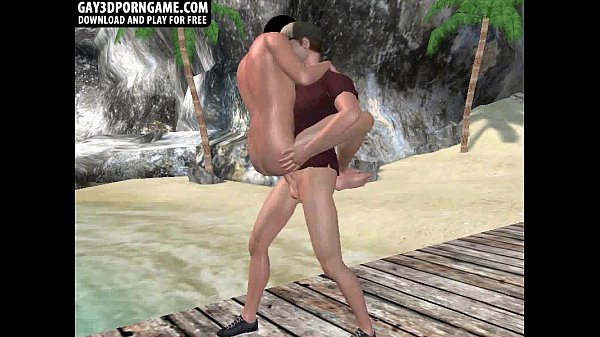 Horny 3D cartoon hunk getting fucked on the beach