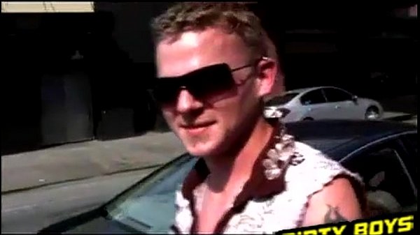 Hot twink with a tattoo jerks in a car while cruising around