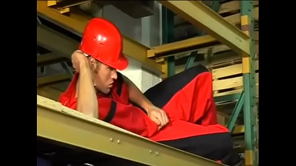 Incredible threeway anal nailing in warehouse with muscled studs