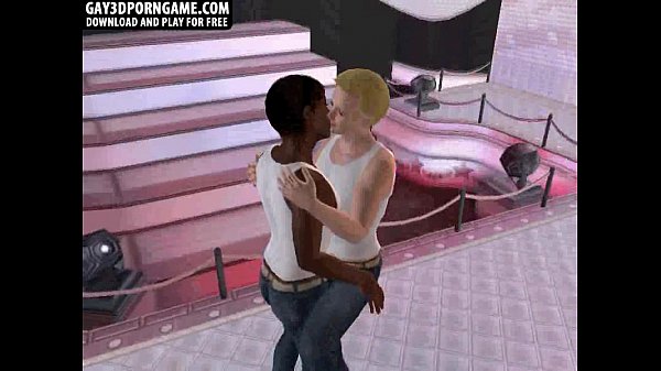 Some sexy 3D interracial mutual masturbation in a strip club