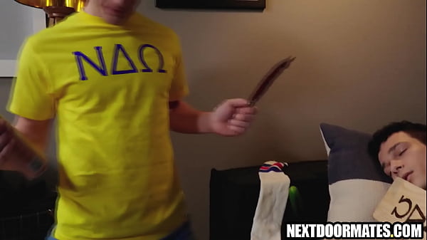 College boy sucks huge cock to get into fraternity